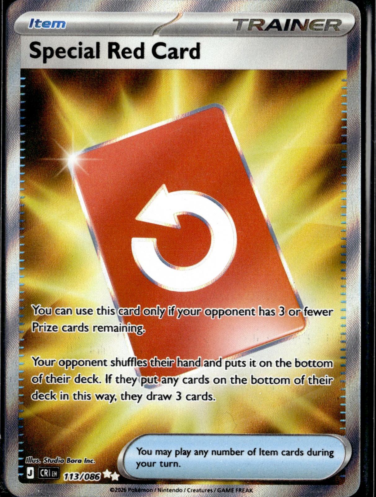 Special Red Card 113/086 Ultra Rare Chaos Rising Pokemon Holo Near Mint