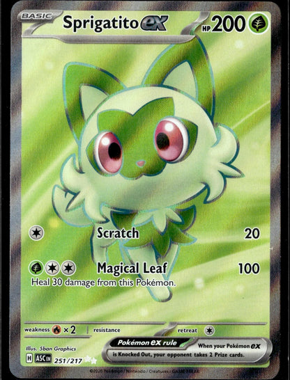 Sprigatito ex 251/217 Ultra Rare Ascended Heroes Pokemon Holo Near Mint