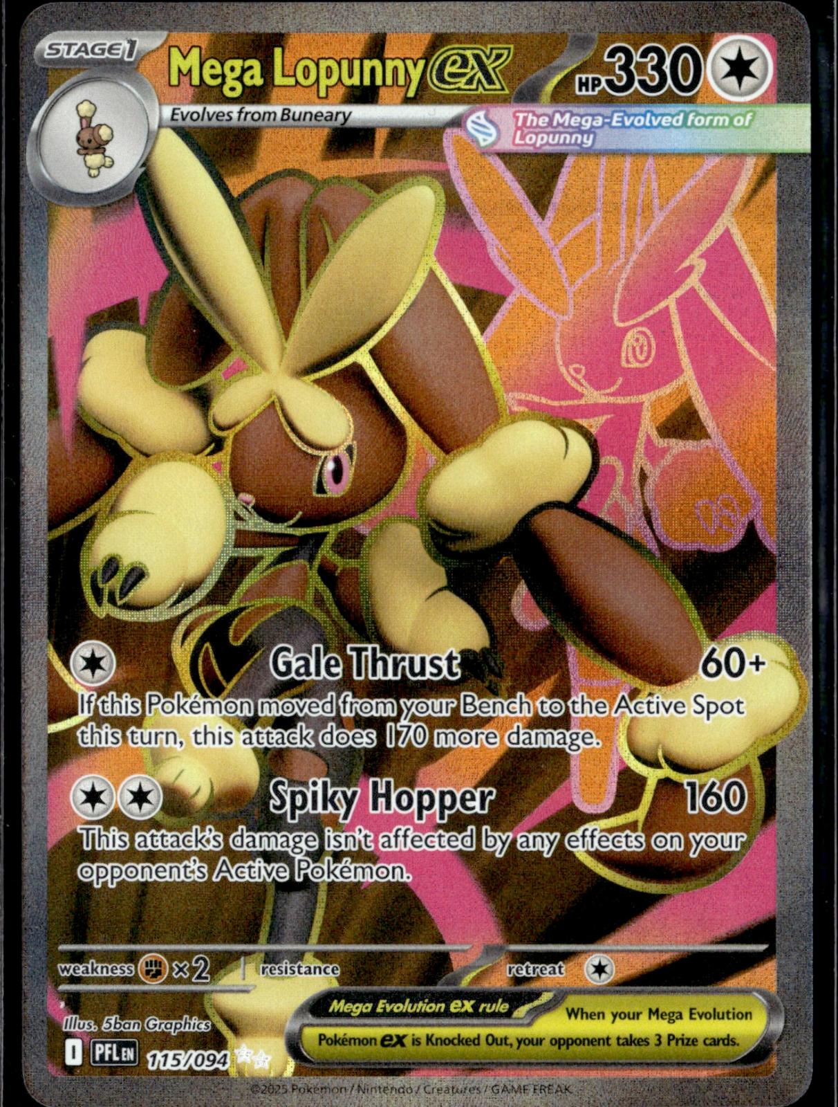 Mega Lopunny ex 115/094 Ultra Rare Phantasmal Flames Pokemon Holo Near Mint
