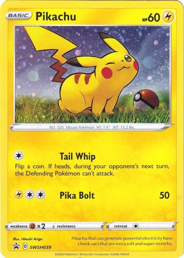 Pikachu SWSH039 Holo Promo Sword & Shield Promo Near Mint