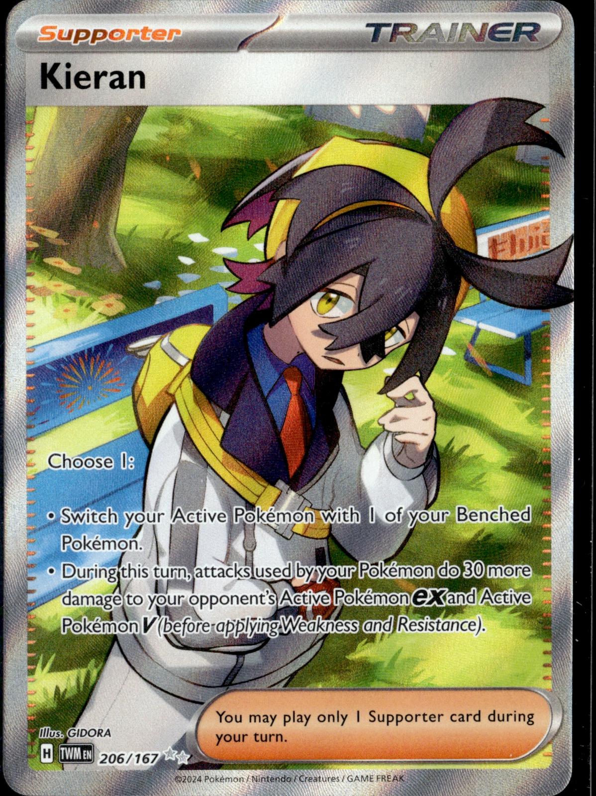 Kieran 206/167 Ultra Rare Twilight Masquerade Pokemon Holo Near Mint