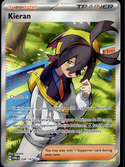 Kieran 206/167 Ultra Rare Twilight Masquerade Pokemon Holo Near Mint
