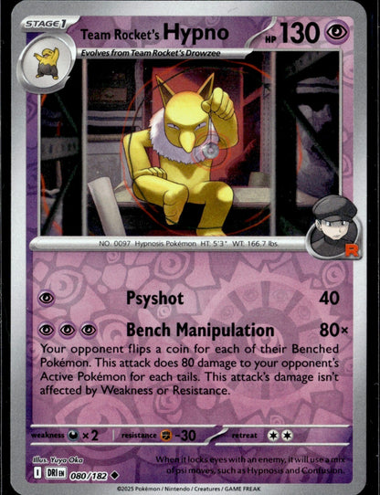 Team Rocket's Hypno Reverse Holo Uncommon SV10: Destined Rivals 080/182 NM