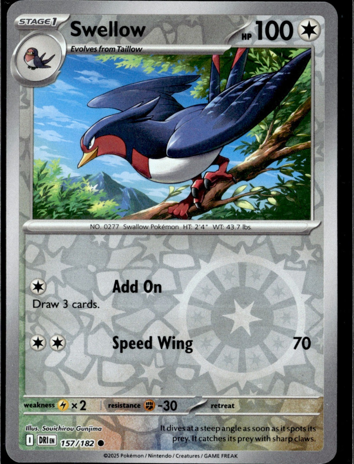 Swellow Reverse Holo Common SV10: Destined Rivals 157/182 NM
