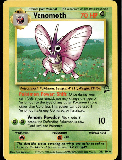 Venomoth Rare Base Set 2 031/130 NM