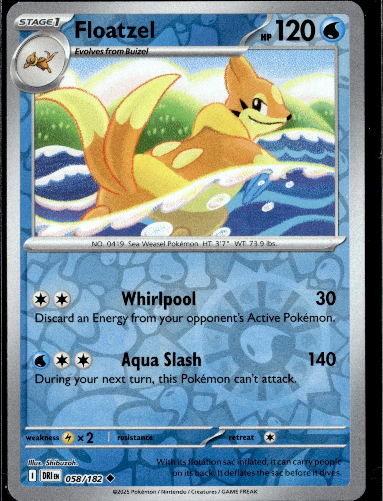 Floatzel Reverse Holo Uncommon SV10: Destined Rivals 058/182 NM