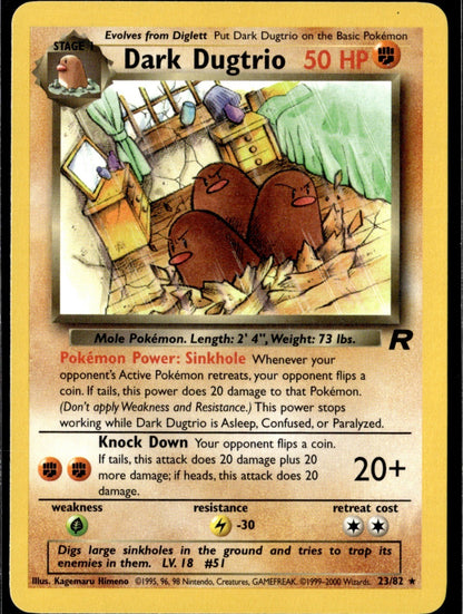 Dark Dugtrio (23) Unlimited Rare Team Rocket 23/82 NM