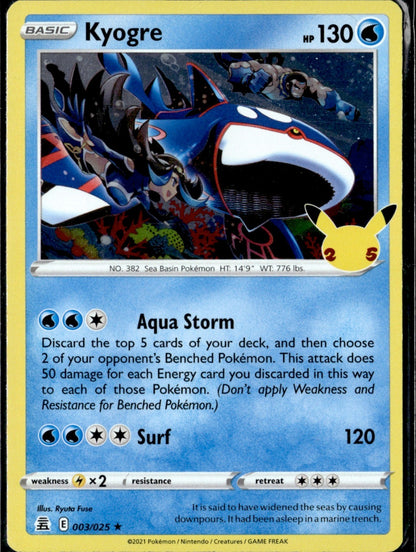 Kyogre Holo Rare Celebrations 003/025 NM