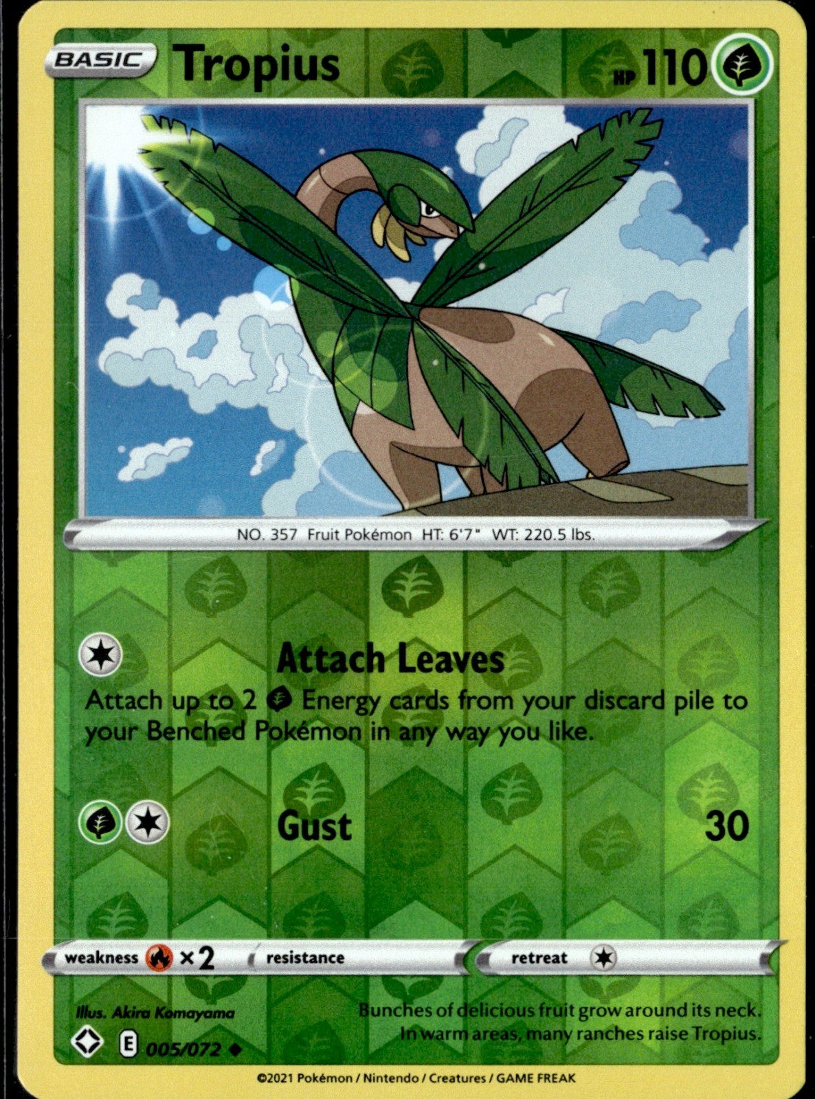 Tropius Reverse Holo Uncommon SWSH09: Brilliant Stars 005/172 NM