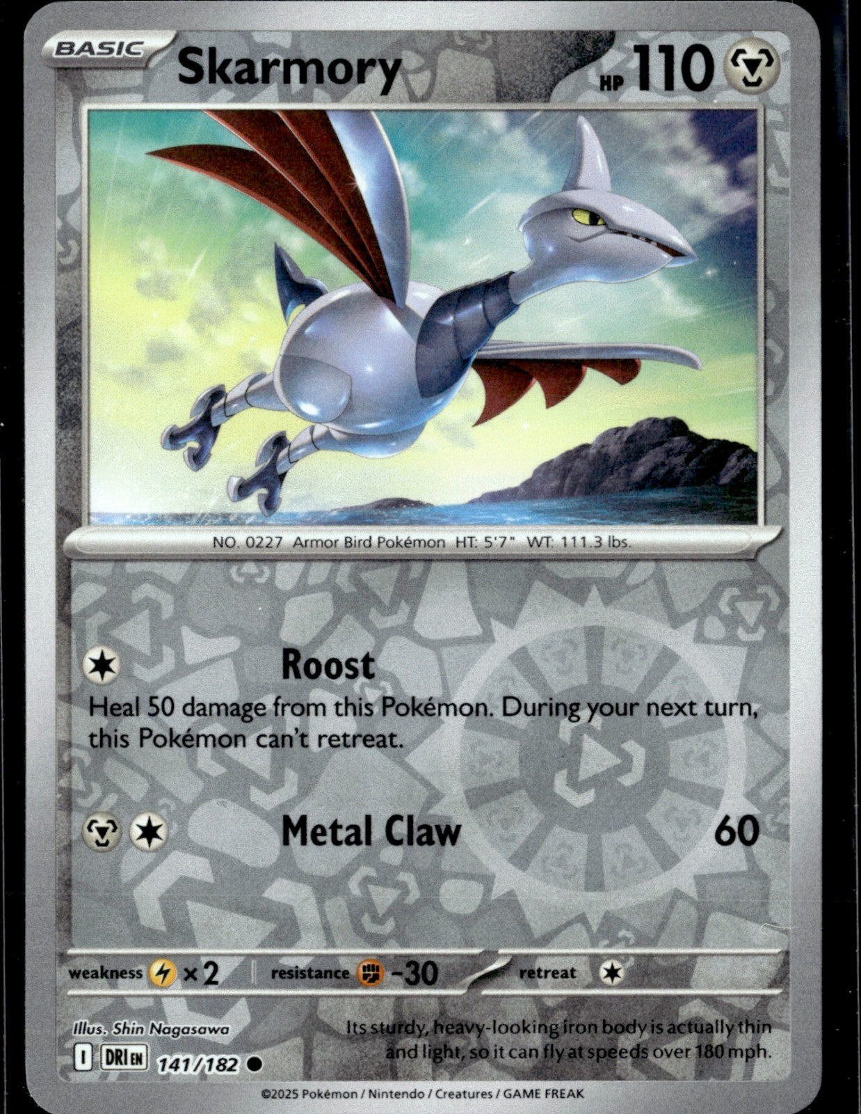 Skarmory Reverse Holo Common SV10: Destined Rivals 141/182 NM