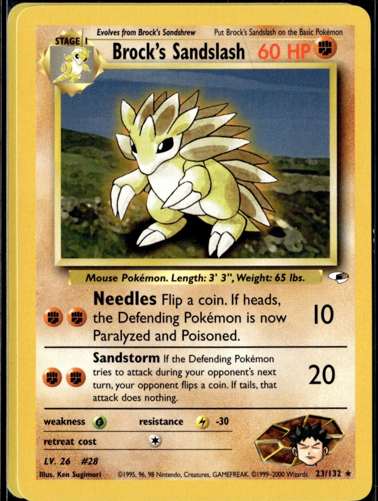Brock's Sandslash Unlimited Rare Gym Heroes 023/132 NM