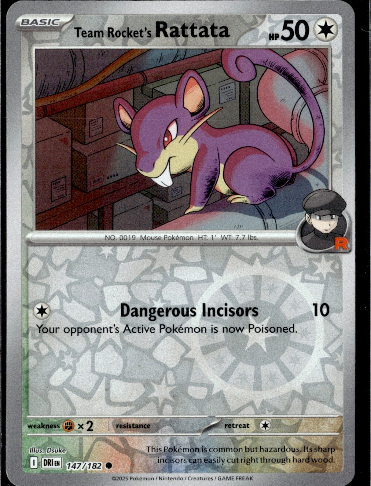 Team Rocket's Rattata Reverse Holo Common SV10: Destined Rivals 147/182 NM