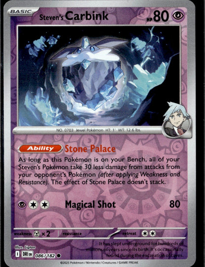 Steven's Carbink Reverse Holo Common SV10: Destined Rivals 086/182 NM