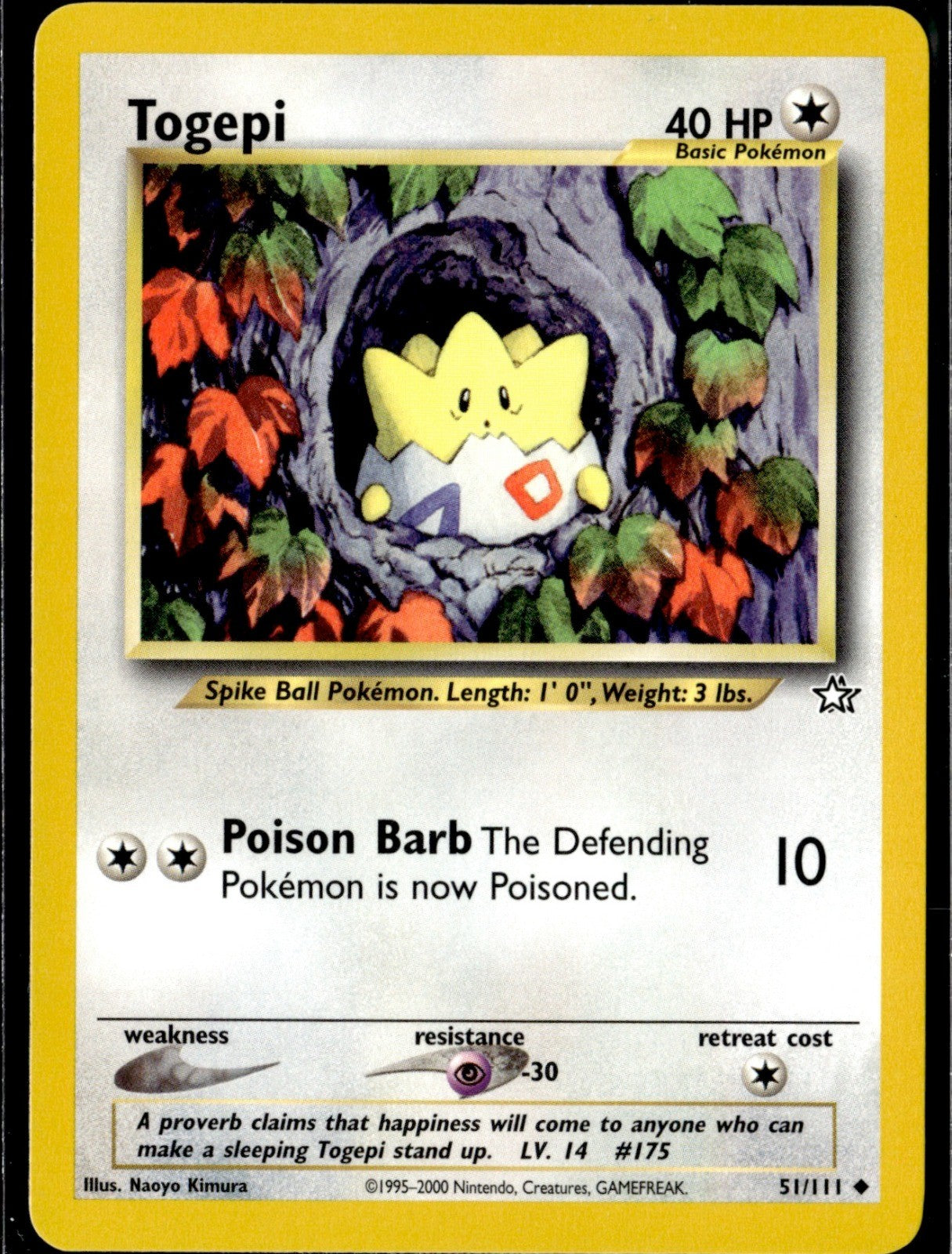 Togepi Unlimited Uncommon Neo Genesis 051/111 NM