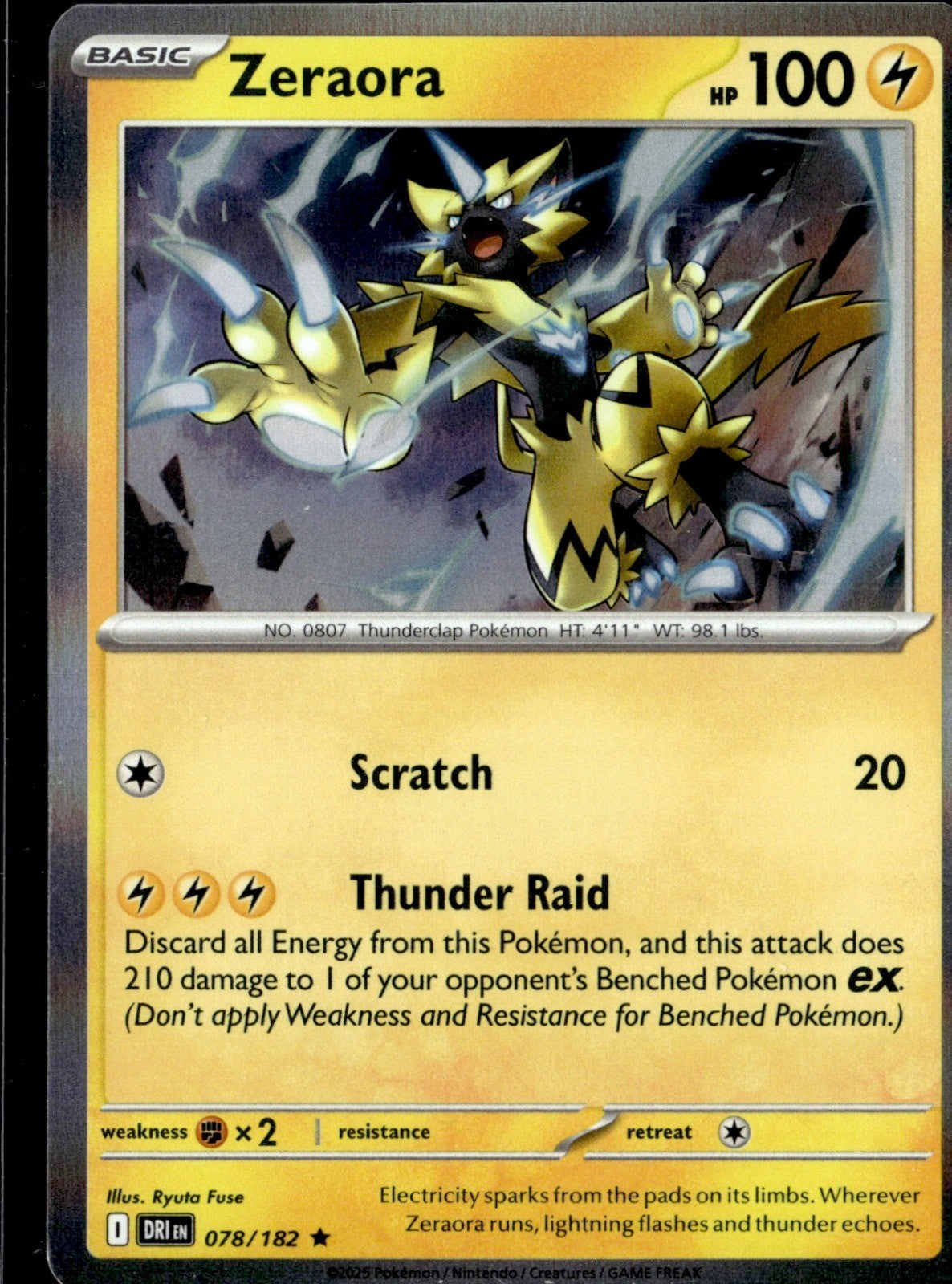 Zeraora Holo Rare SV10: Destined Rivals 078/182 NM
