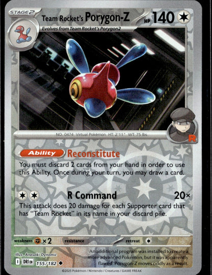 Team Rocket's Porygon-Z Reverse Holo Uncommon SV10: Destined Rivals 155/182 NM