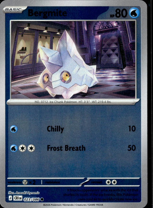 Bergmite 023/086 Common Chaos Rising Pokemon Reverse Holo Near Mint