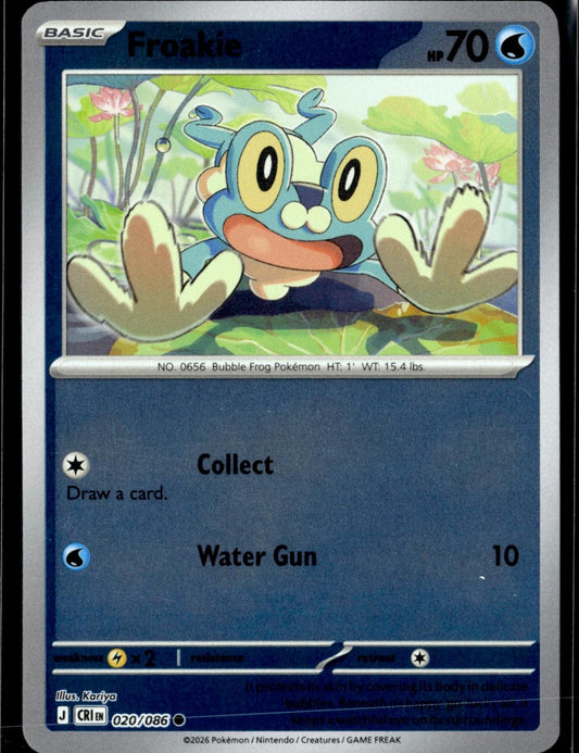 Froakie 020/086 Common Chaos Rising Pokemon Reverse Holo Near Mint