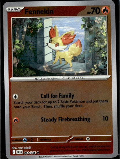 Fennekin 011/086 Common Chaos Rising Pokemon Reverse Holo Near Mint
