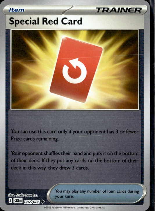 Special Red Card 082/086 Uncommon Chaos Rising Pokemon Reverse Holo Near Mint