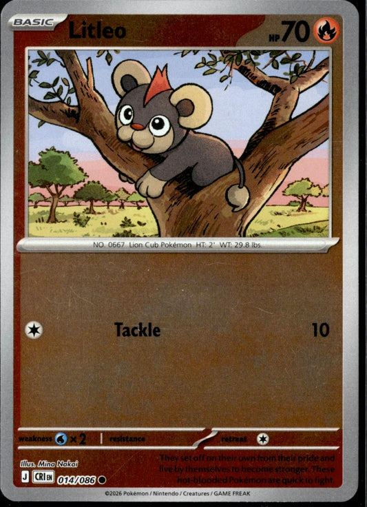 Litleo 014/086 Common Chaos Rising Pokemon Reverse Holo Near Mint