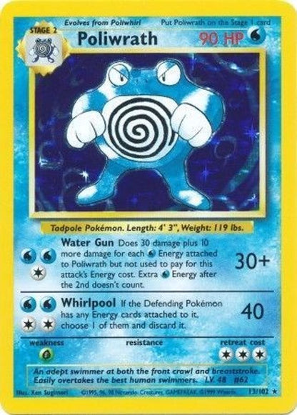 Poliwrath 13/102 Holo Rare Base Set Unlimited Moderately Played
