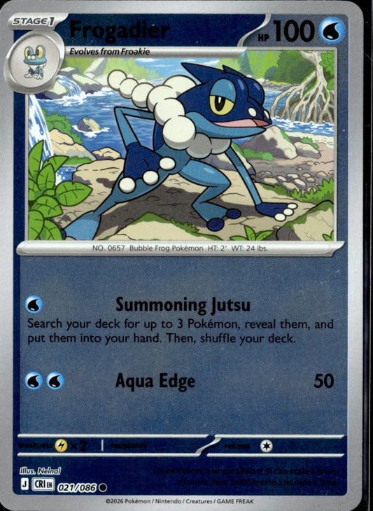 Frogadier 021/086 Common Chaos Rising Pokemon Reverse Holo Near Mint