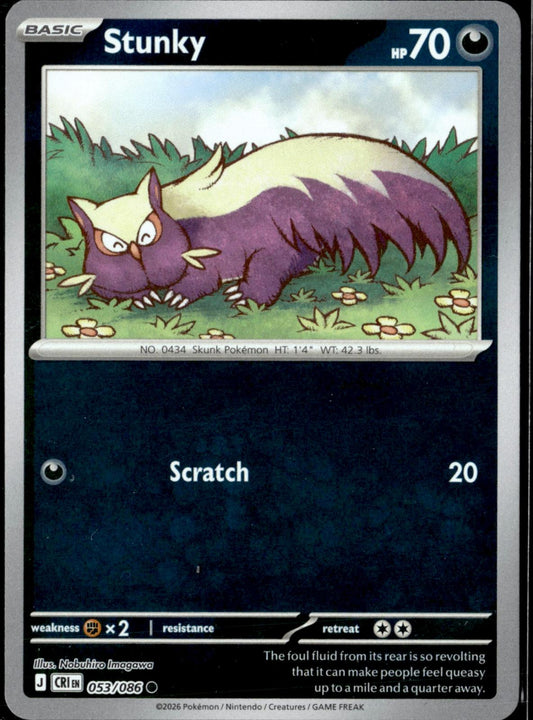 Stunky 053/086 Common Chaos Rising Pokemon Reverse Holo Near Mint