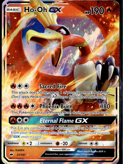 Ho-Oh GX 21/147 Holo GX Rare Burning Shadows Damaged