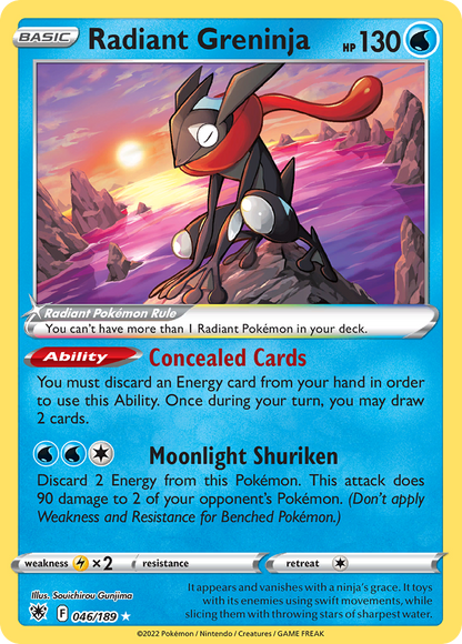 Radiant Greninja 046/189 Radiant Rare Astral Radiance Holo Lightly Played