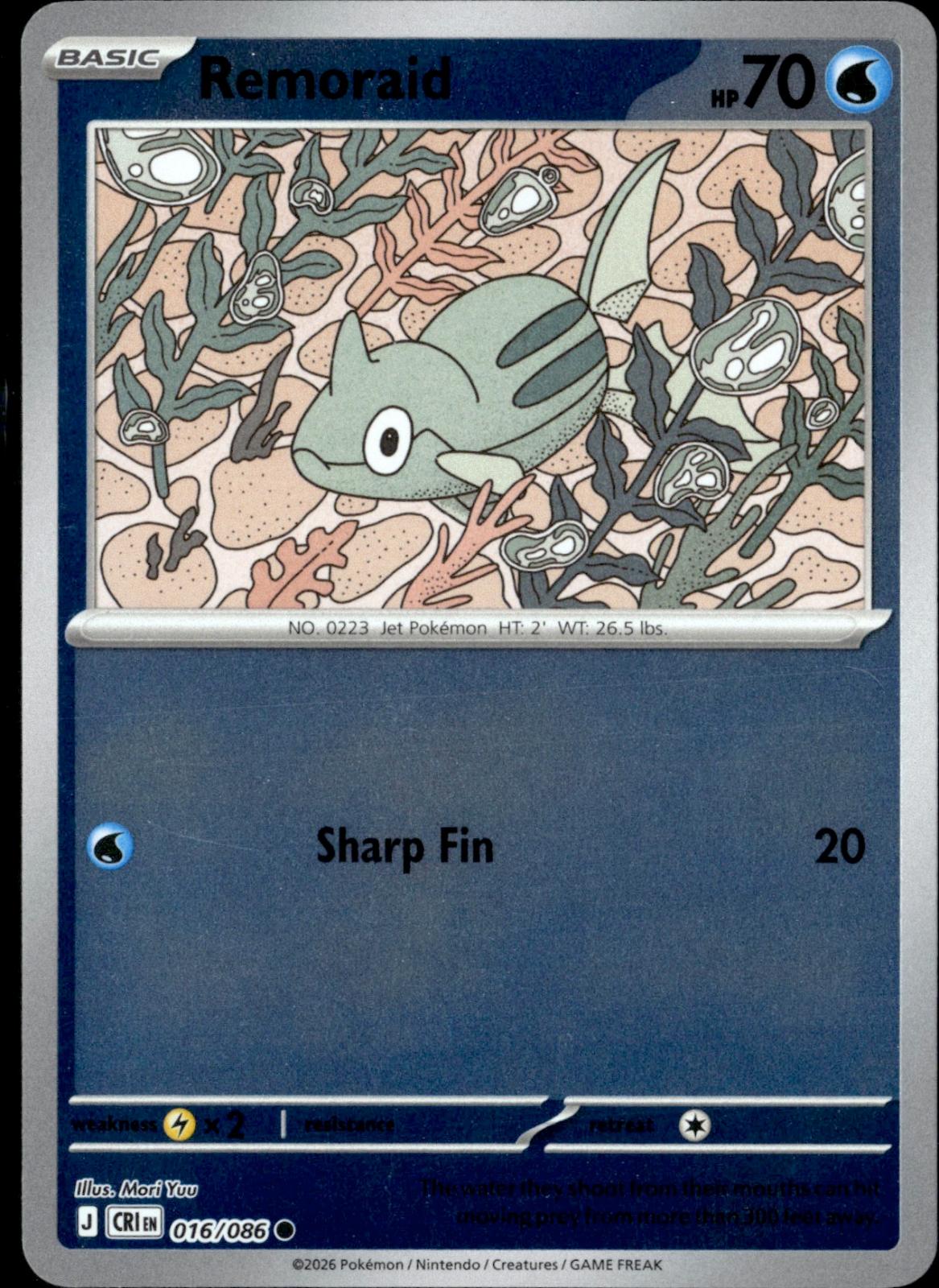 Remoraid 016/086 Common Chaos Rising Pokemon Reverse Holo Near Mint