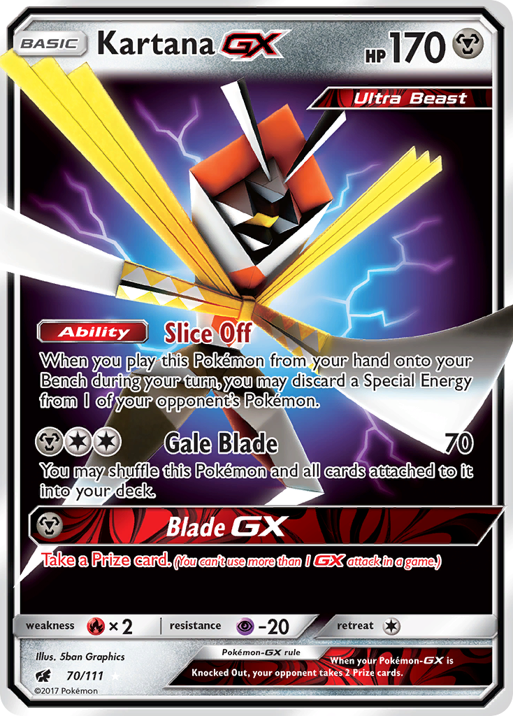 Kartana GX 70/111 Holo GX Rare Crimson Invasion Heavily Played