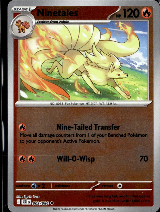 Ninetales 009/086 Uncommon Chaos Rising Pokemon Reverse Holo Near Mint