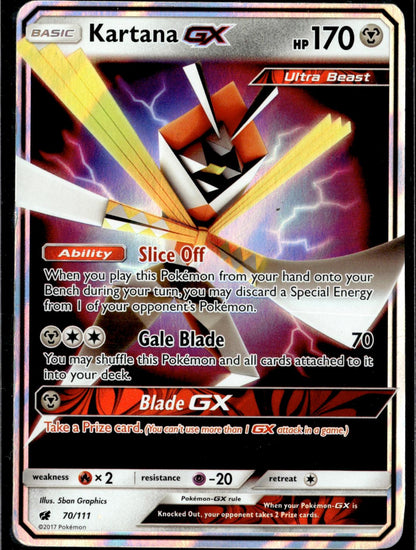 Kartana GX 70/111 Holo GX Rare Crimson Invasion Heavily Played